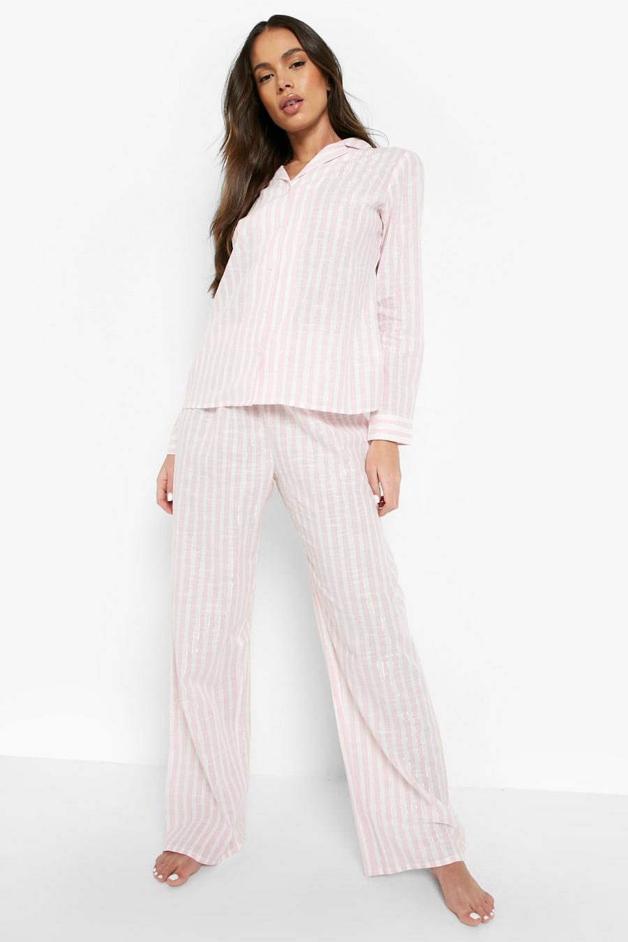 Pink Cotton Candy Stripe Trouser Set image number 1
