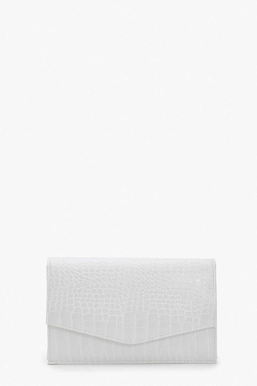 White croc hot sale clutch bag