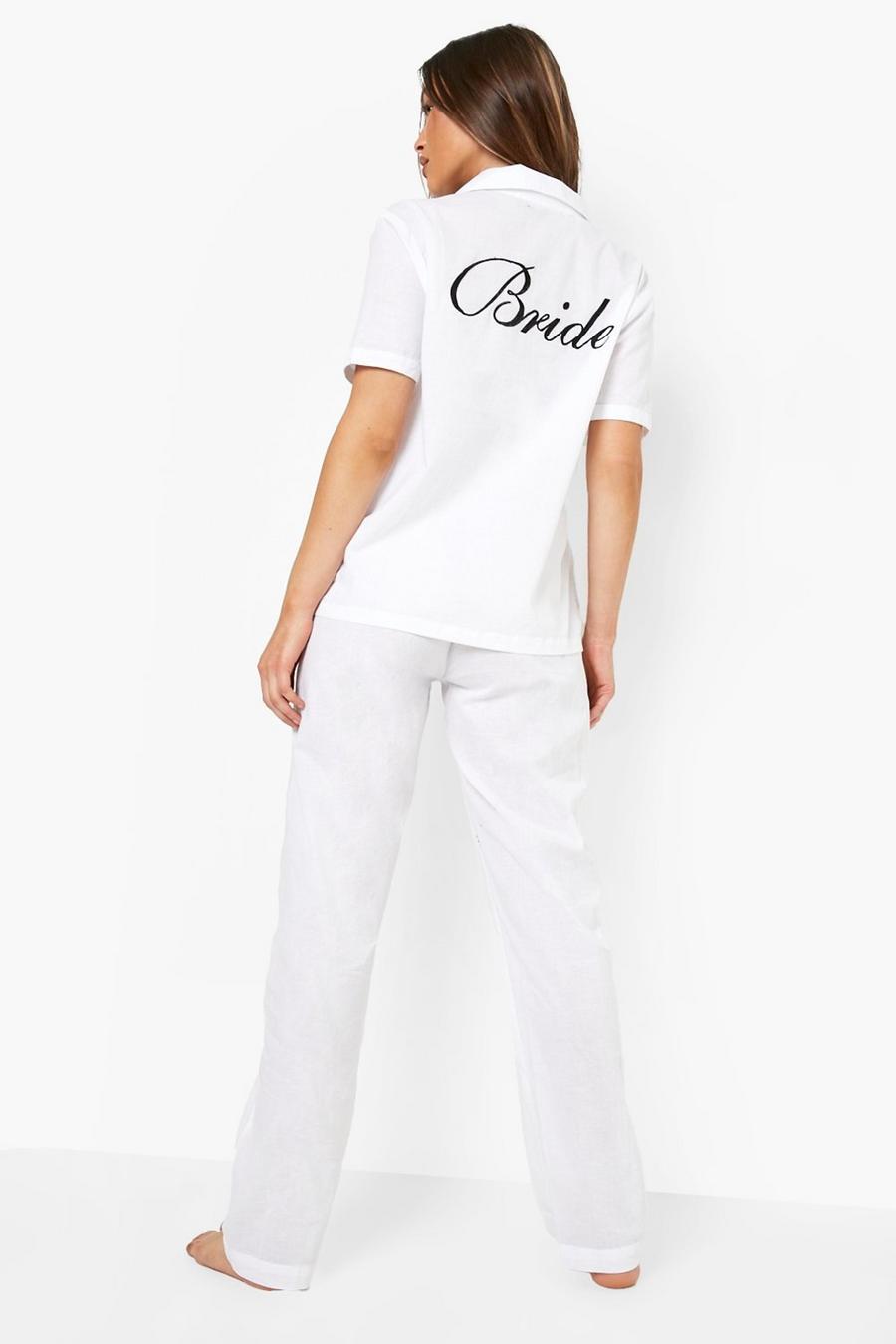Set pantaloni in cotone con ricamo Bride, White image number 1