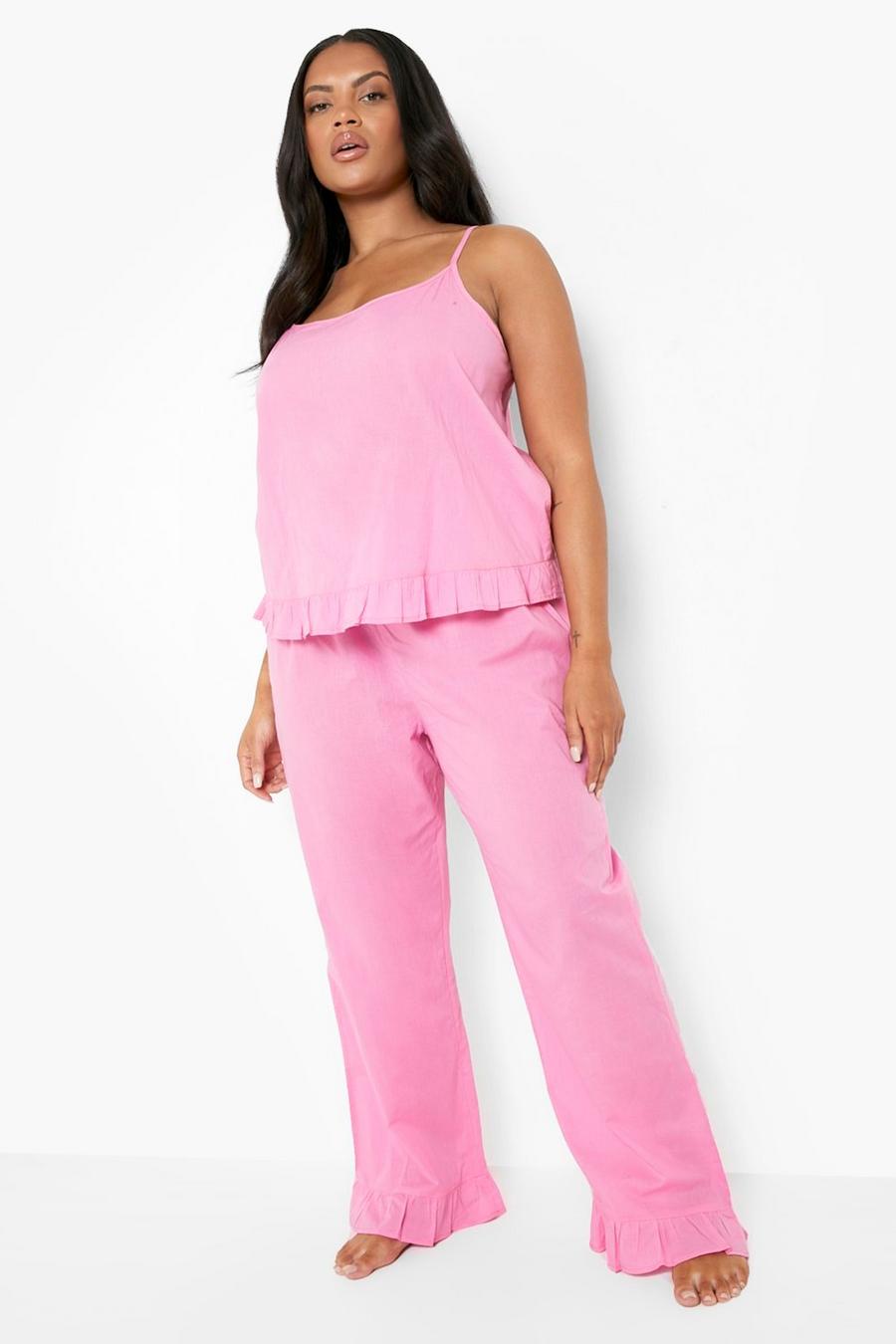 Pink rosa Plus Cotton Mix & Match Frill Trouser 