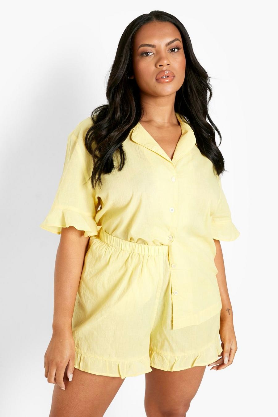 Lemon Plus Mix & Match Frill Hem Pajama Shorts