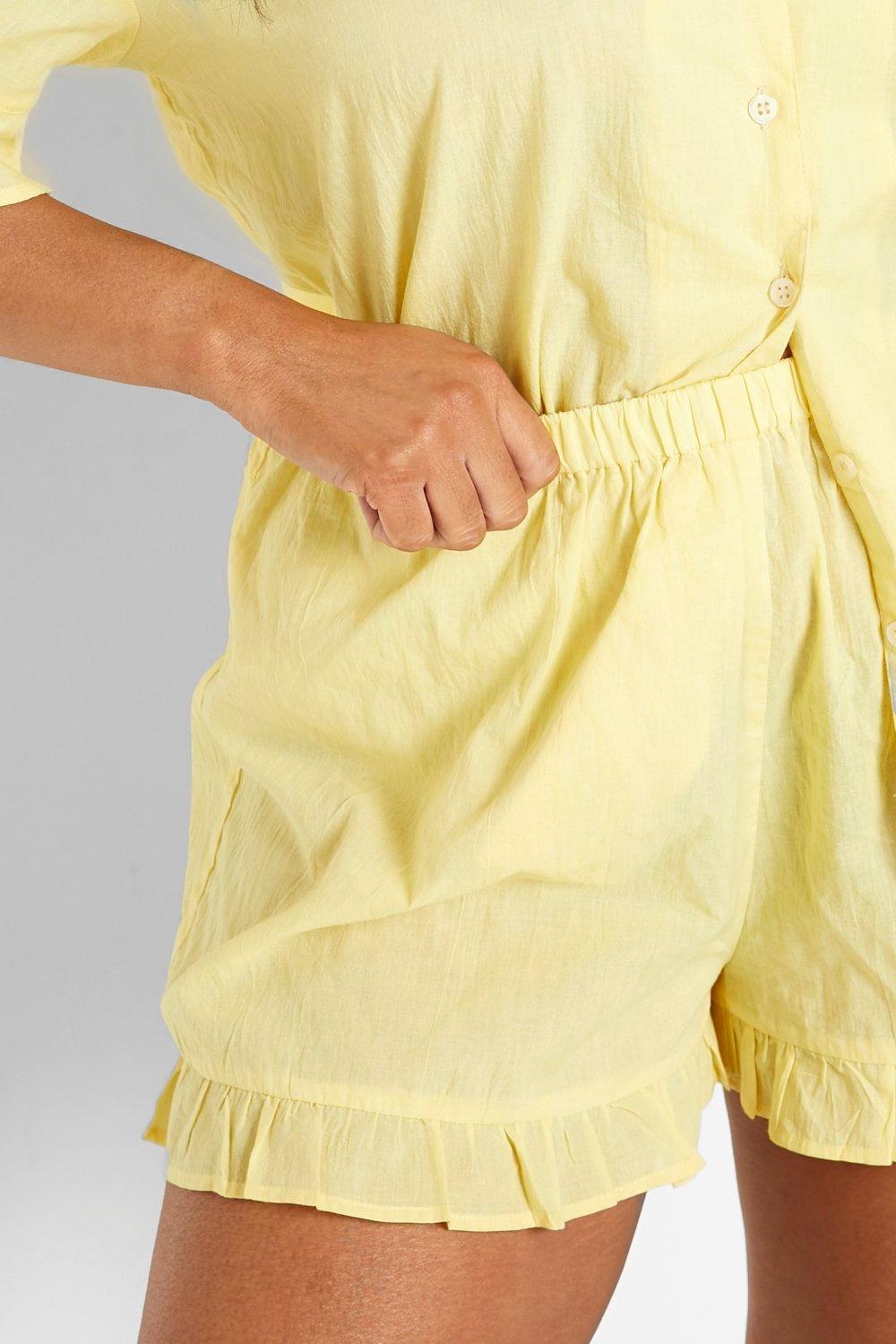 Plus Mix Match Frill Hem Pajama Shorts