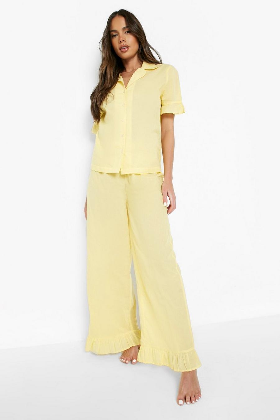 Lemon yellow Hotel Luxe Cotton Mix & Match Frill Trouser