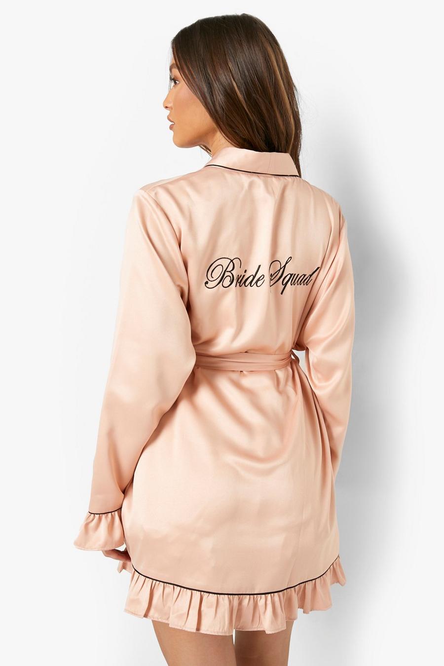 Rose gold Premium Bride's Squad Embroidery Frill Robe  image number 1