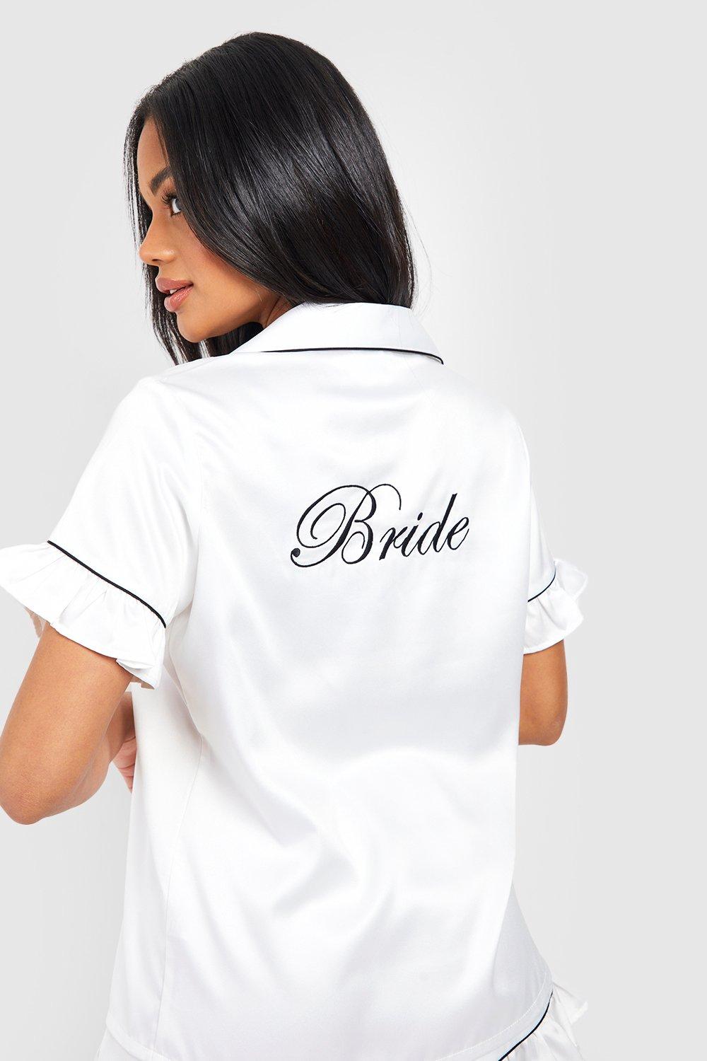 Bride Embroidery Frill Short Set | boohoo