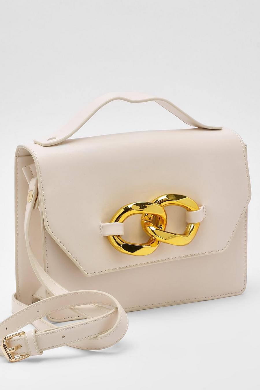 Cream Chain Link Cross Body Bag image number 1
