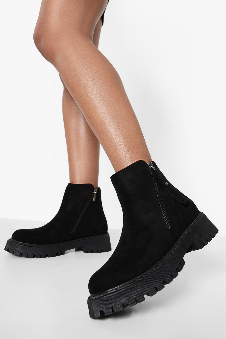 Black noir Side Zip Detail Boots