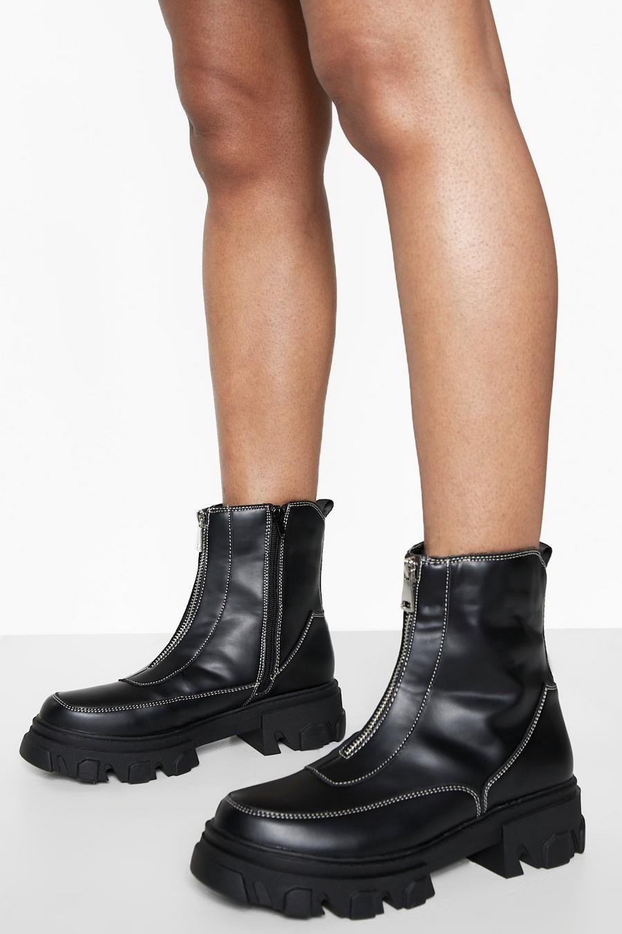 Black noir Chelsea Boots Met Contrasterende Stiksels