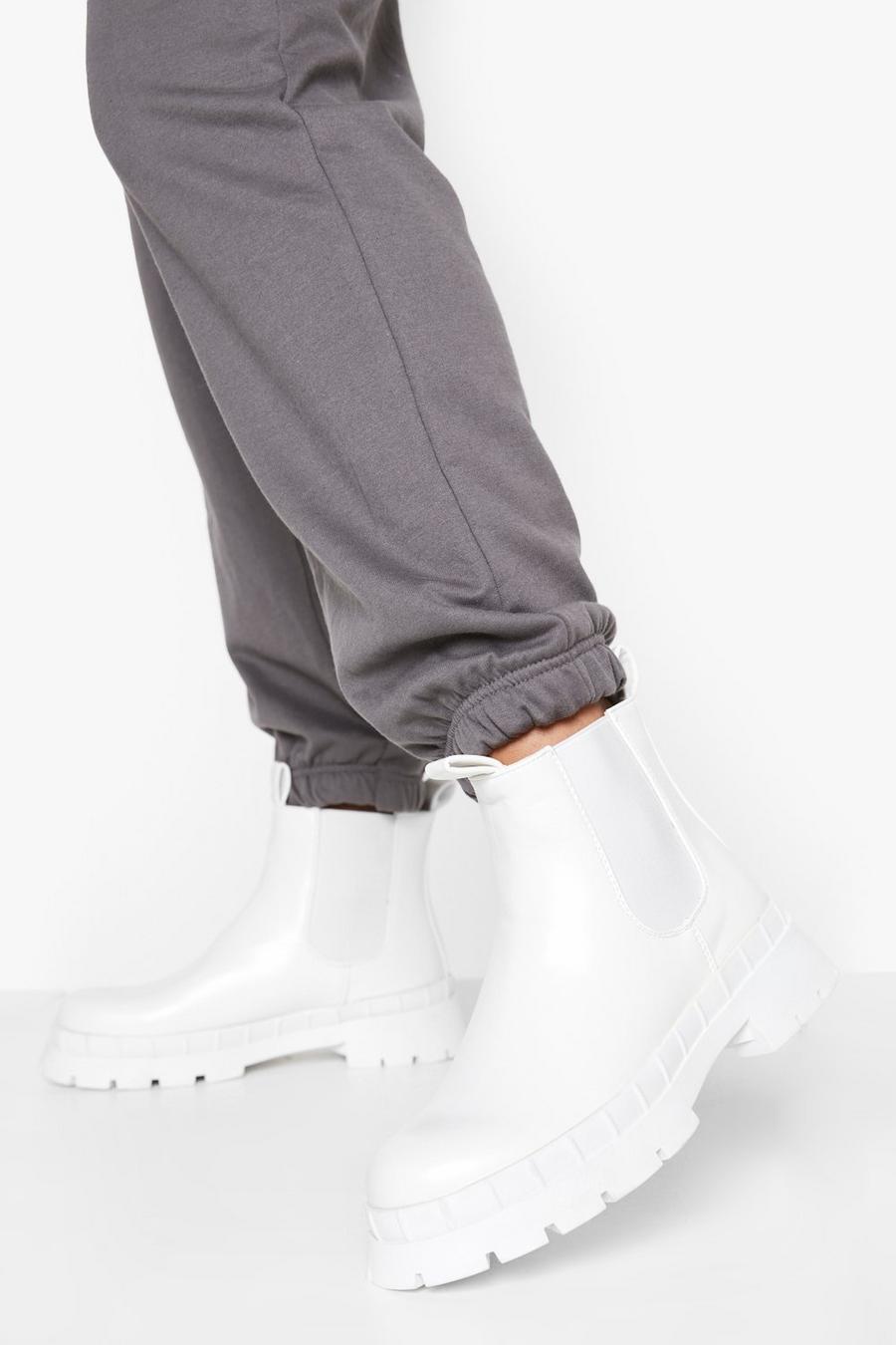 White Chunky Double Tab Chelsea Boots image number 1