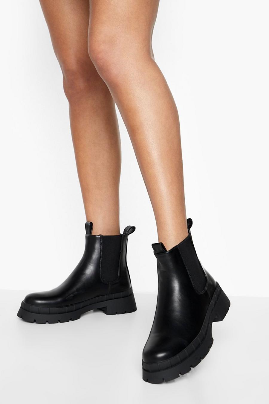 Black Chunky Double Tab Chelsea Boots image number 1