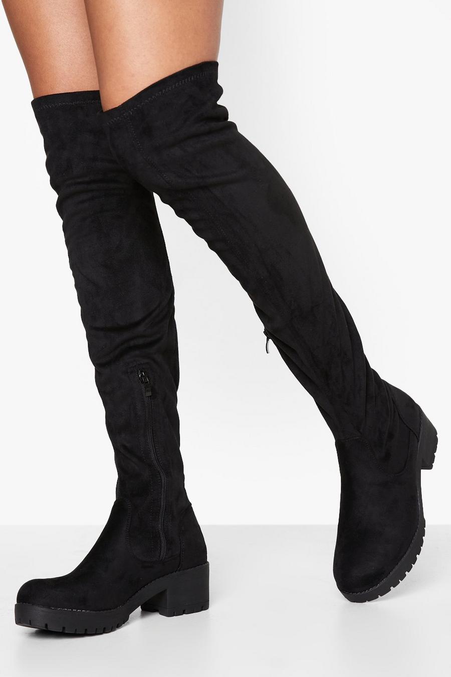 Overknee-Stiefel mit Blockabsatz, Black noir