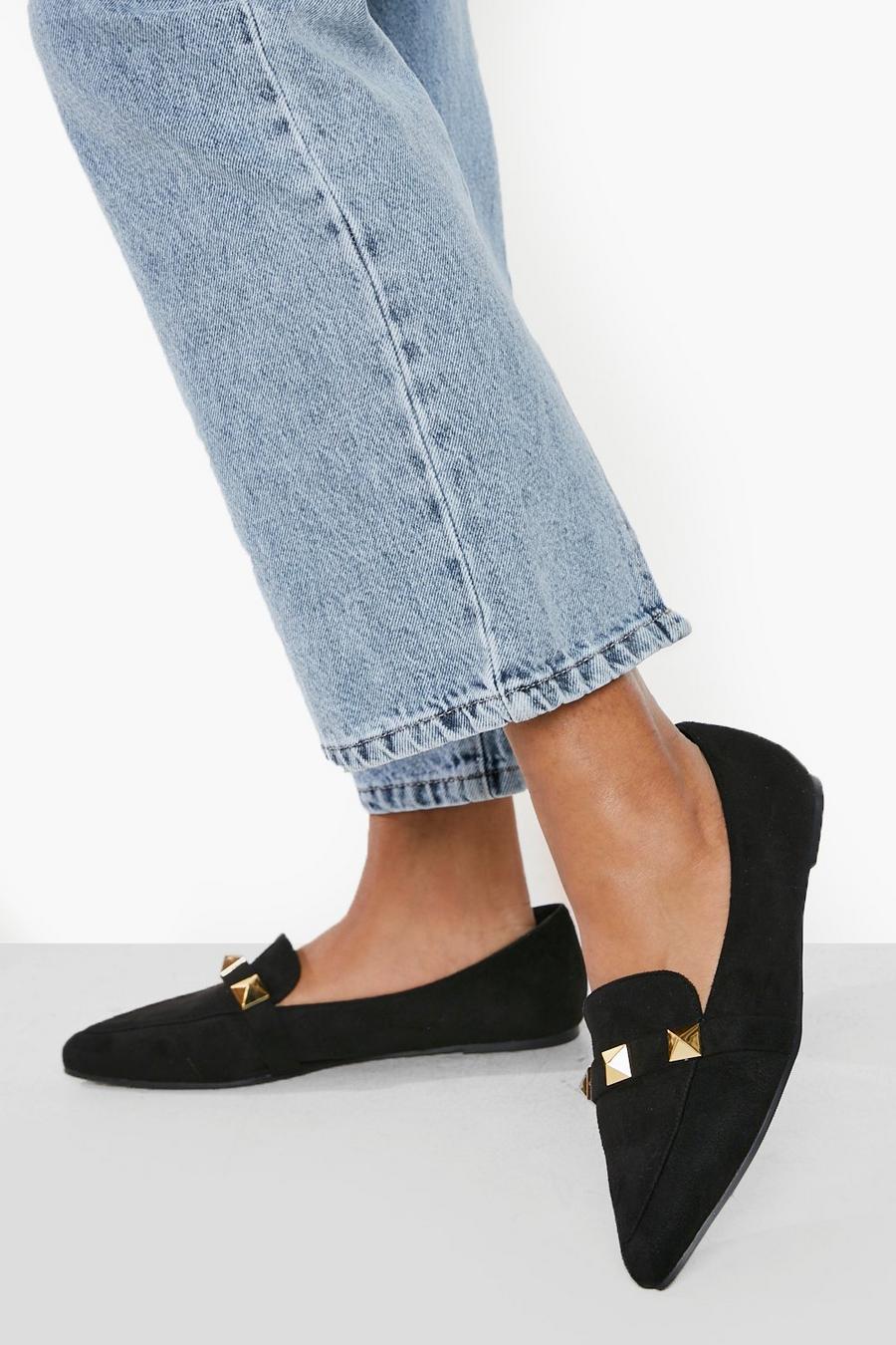 Boohoo Wide Fit Buckle Detail Sliders in Black Womens Shoes Flats and flat shoes Flat sandals 