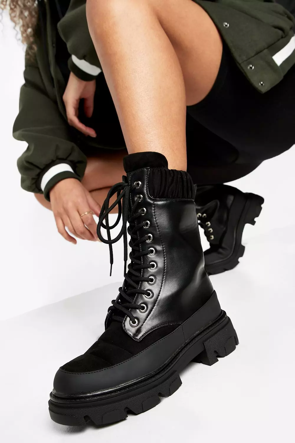 Chunky sole hiker store boots