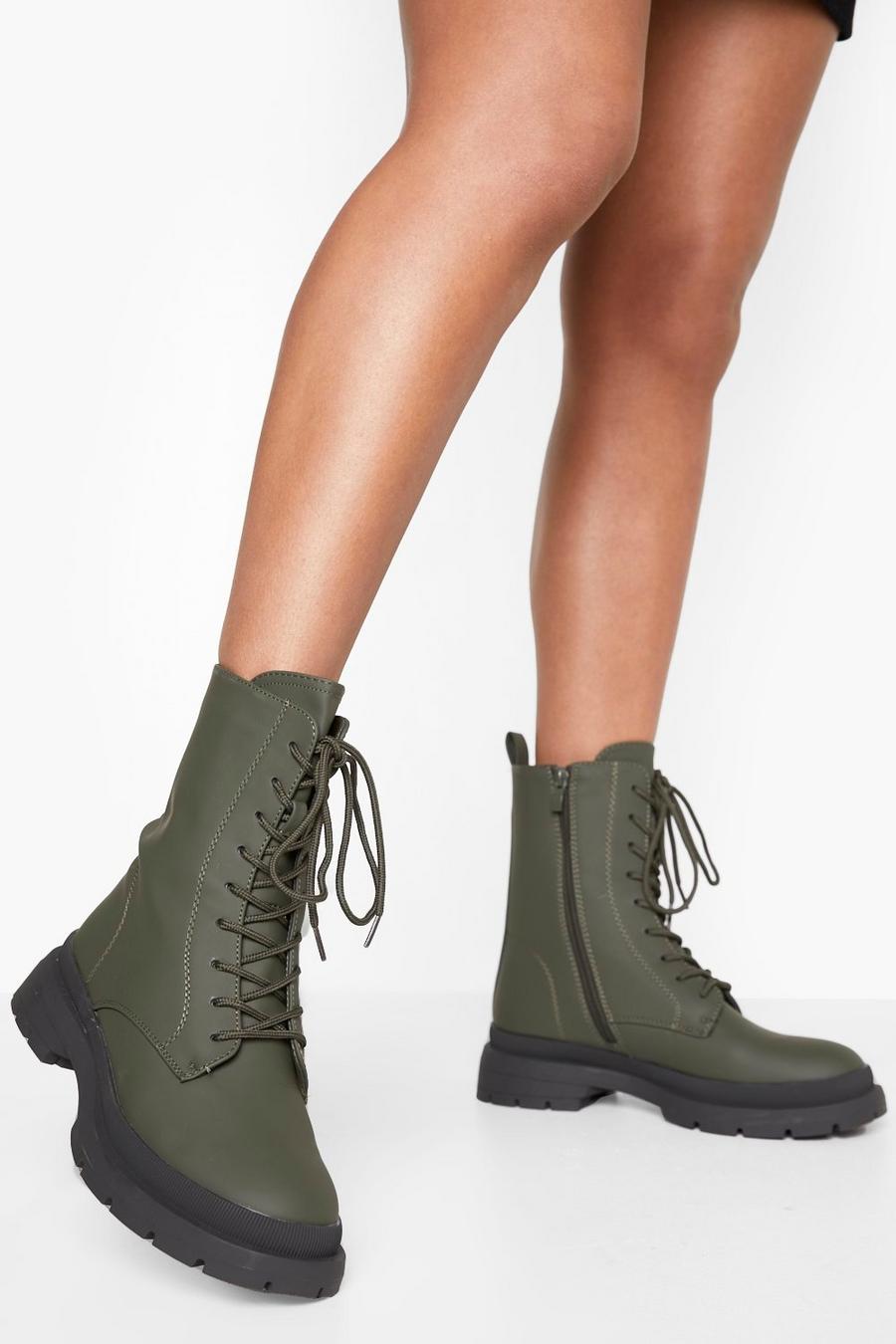 Khaki Rubber Hiker Boots image number 1