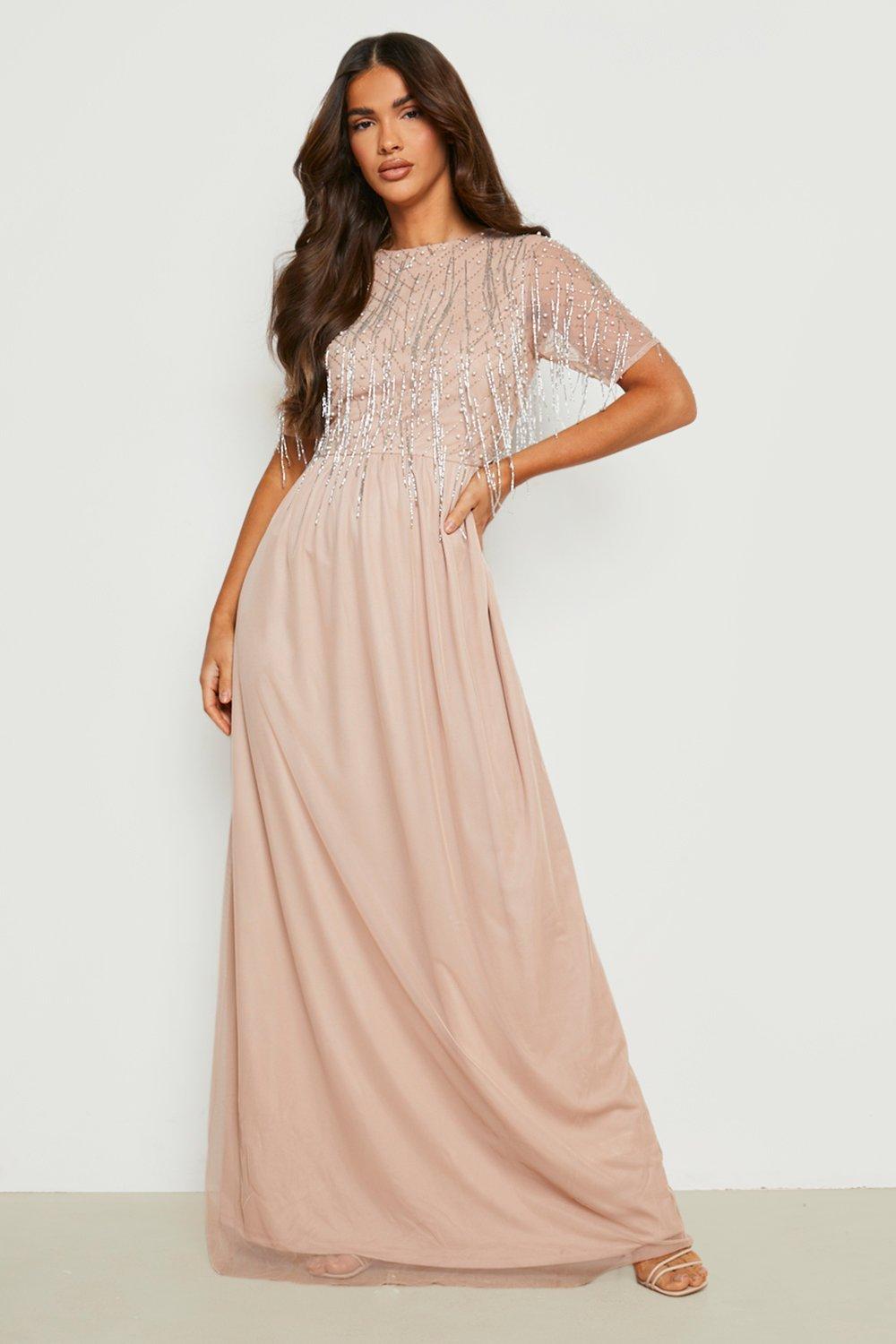 Hand Embellished Sequin Fringe Maxi Dress boohoo NZ