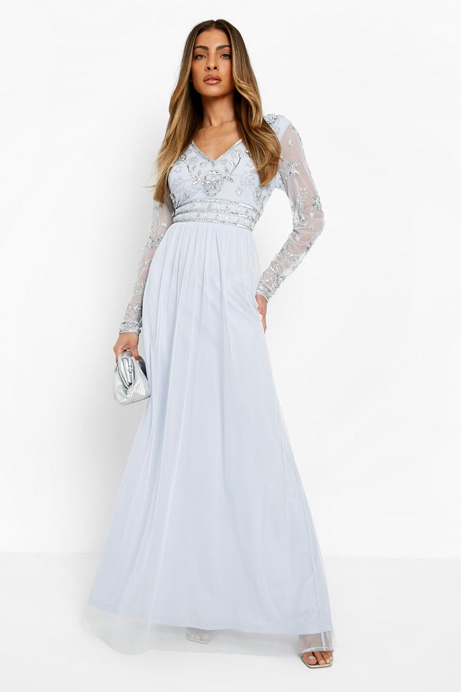 Lilac Bridesmaid Hand Embellished Maxi Dress image number 1