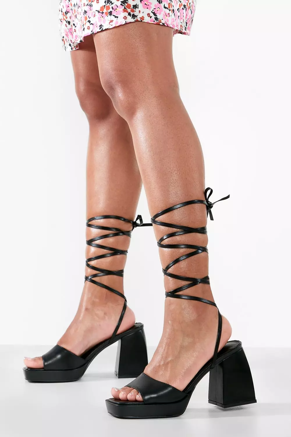 Black Wrap Up Platform Heels alternative image