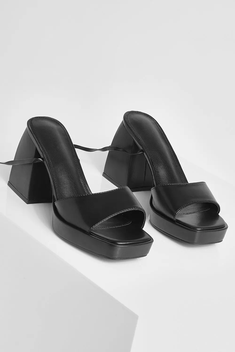 Black Wrap Up Platform Heels alternative image