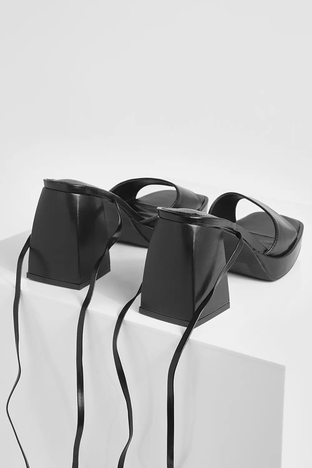 Black Wrap Up Platform Heels alternative image