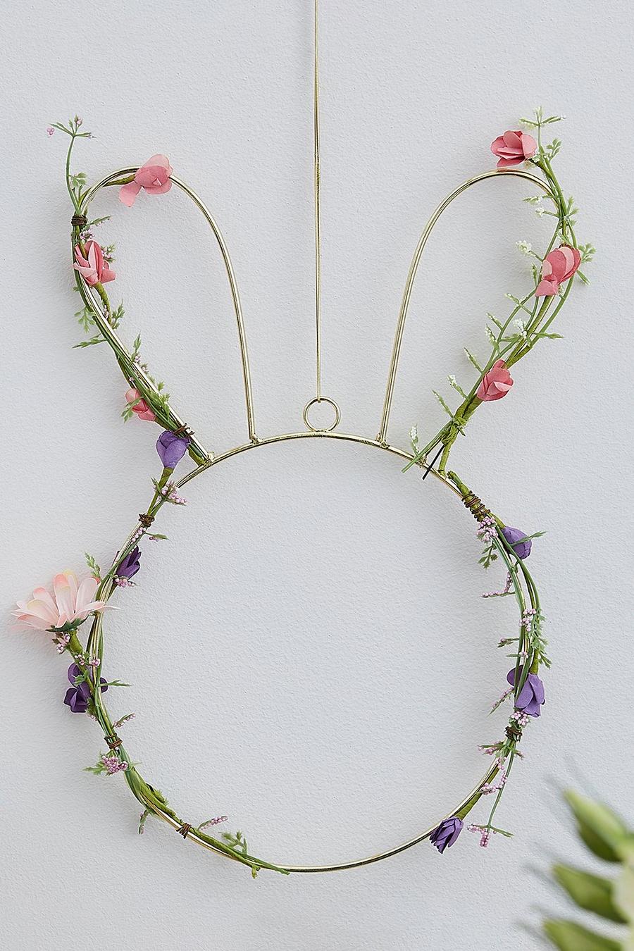 Multi Spring Foliage Bunny Wreath image number 1