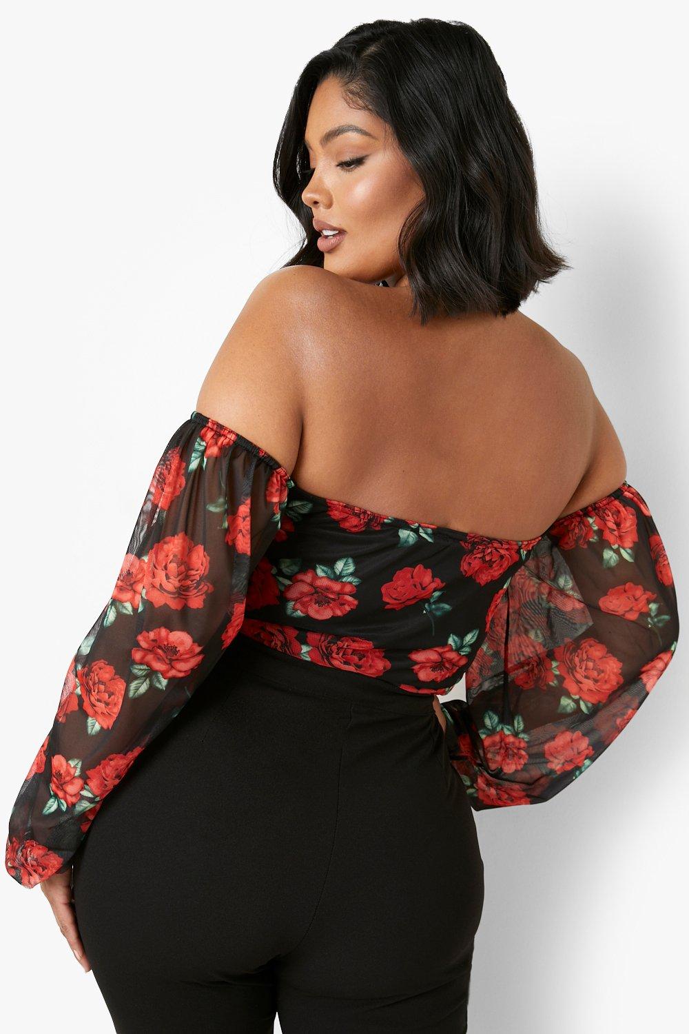 Off the Shoulder Plus Size Bodysuit 