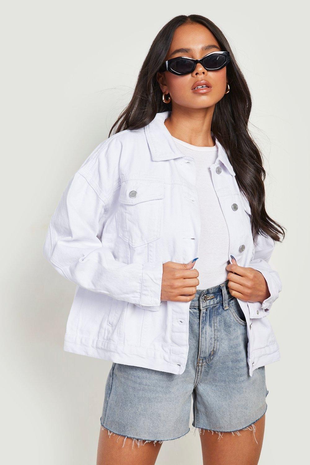 Petite white sale denim jacket