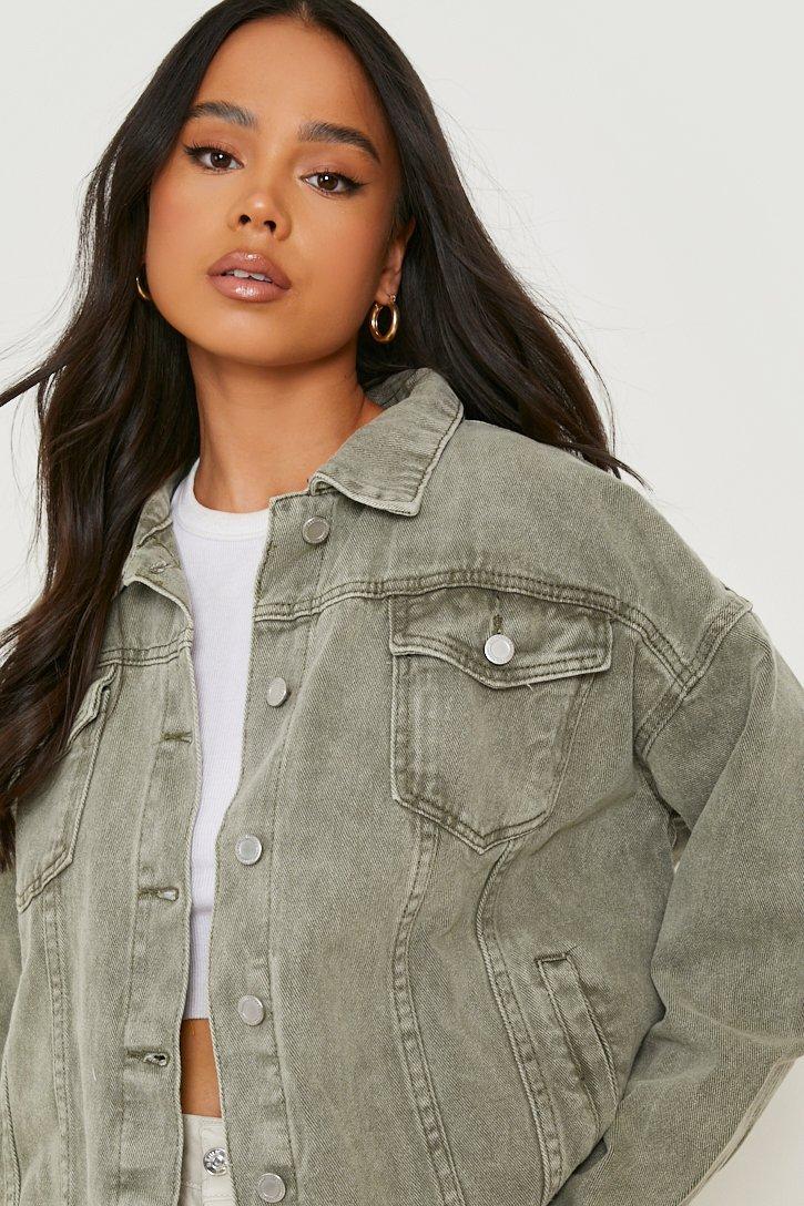 Women's Petite Recycled Oversized Denim Jacket | Boohoo UK