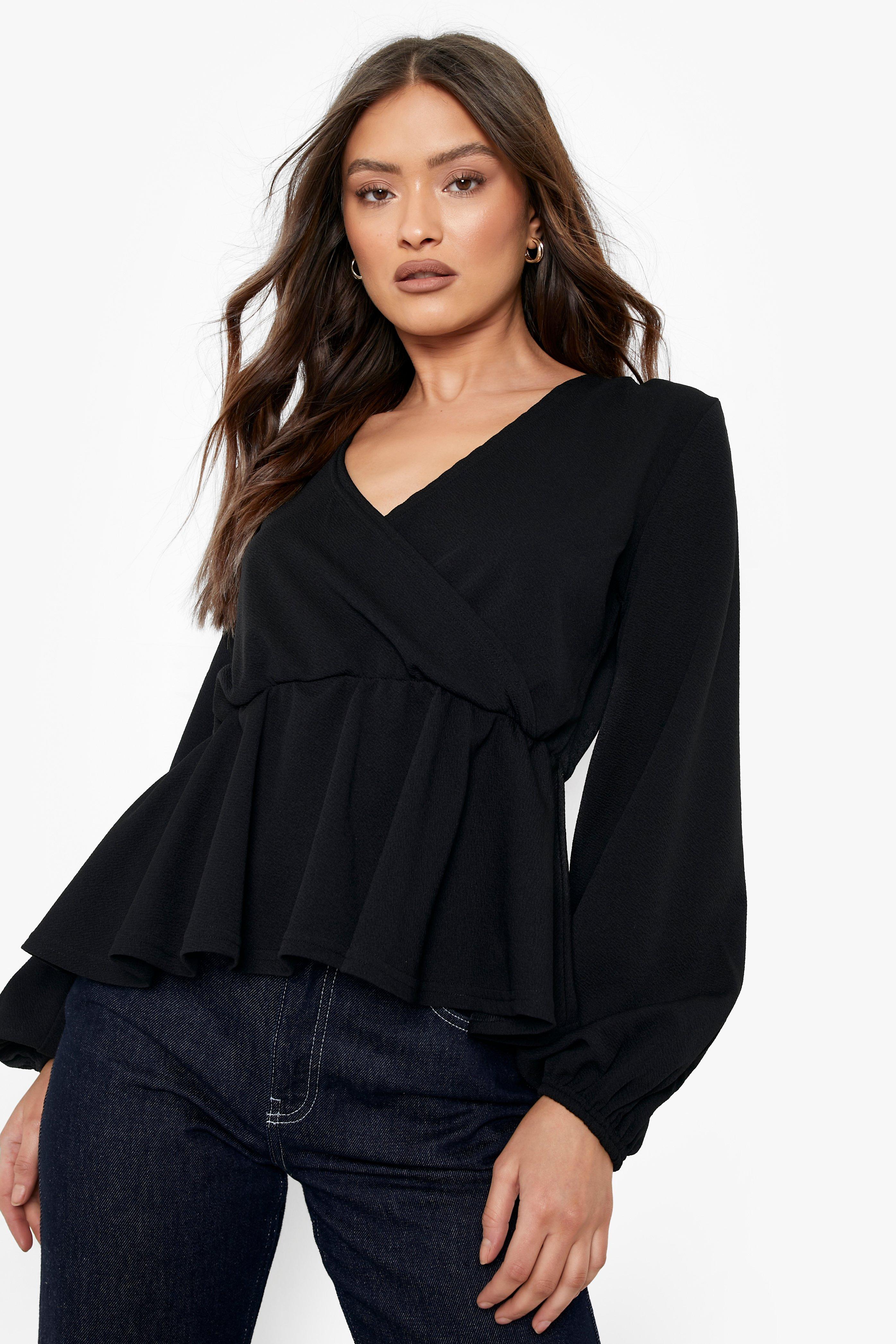 Balloon Sleeve Peplum Top