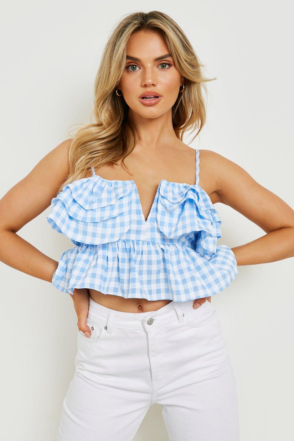 Gingham store ruffle top