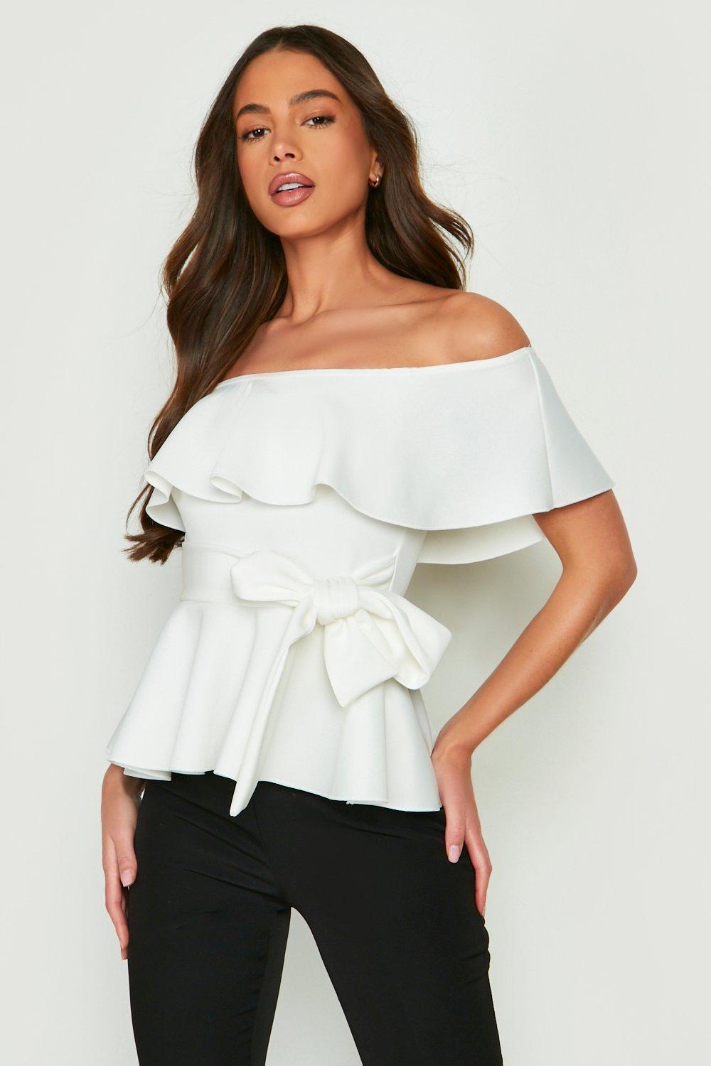 White bardot hot sale peplum top