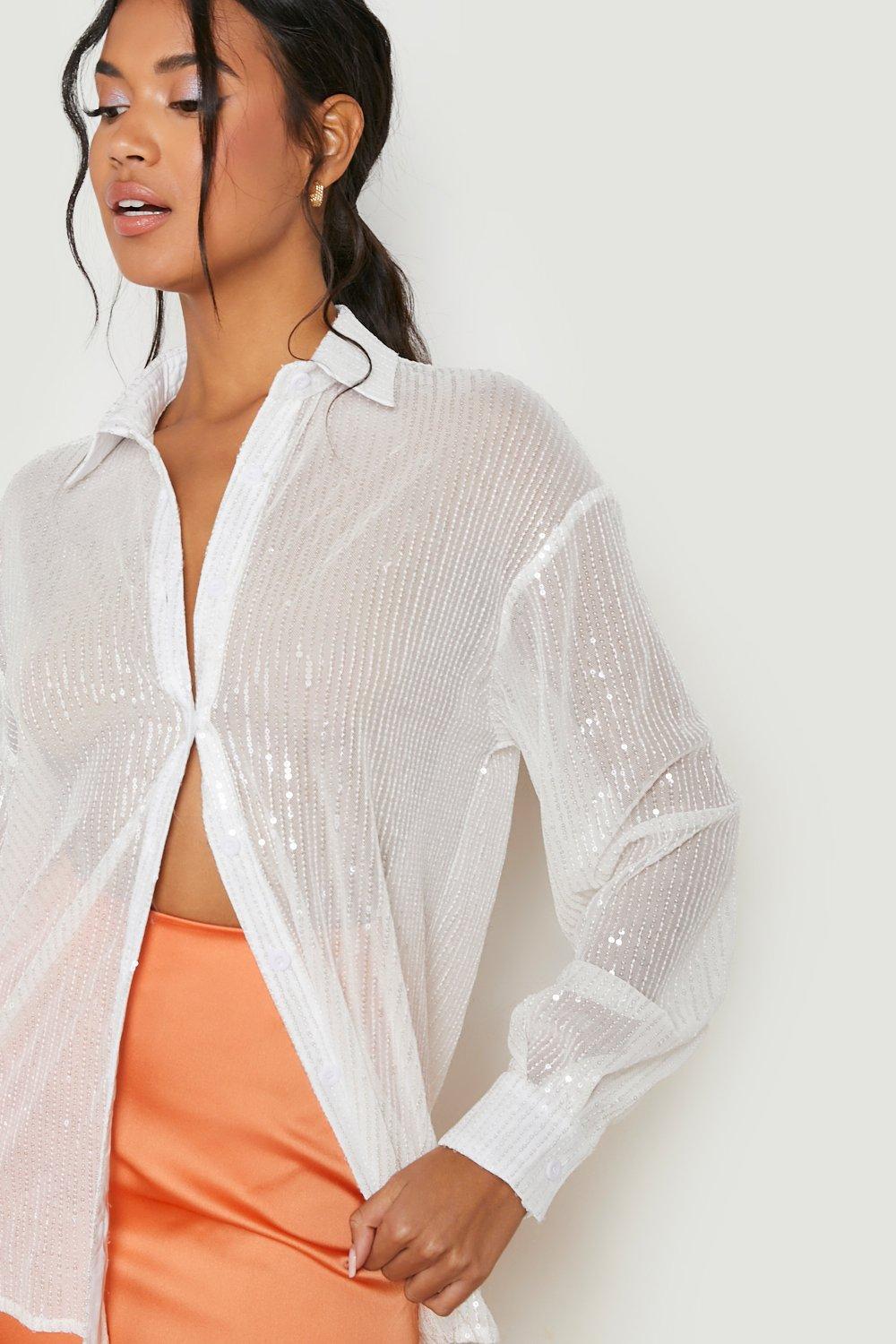 Oversized white mesh store top