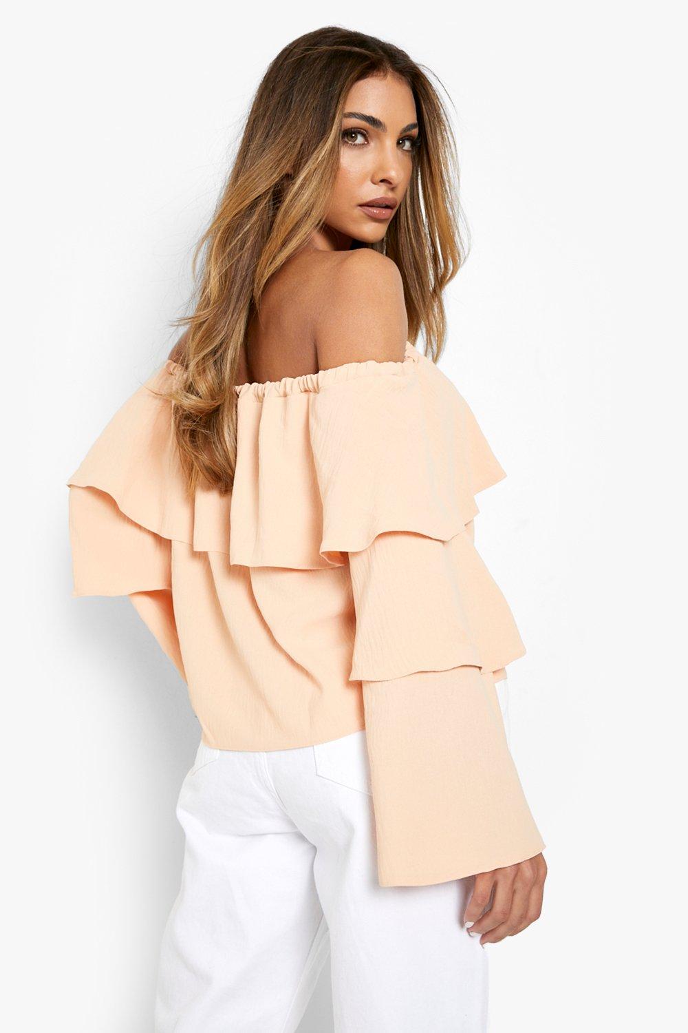 Off the shoulder store ruffle top