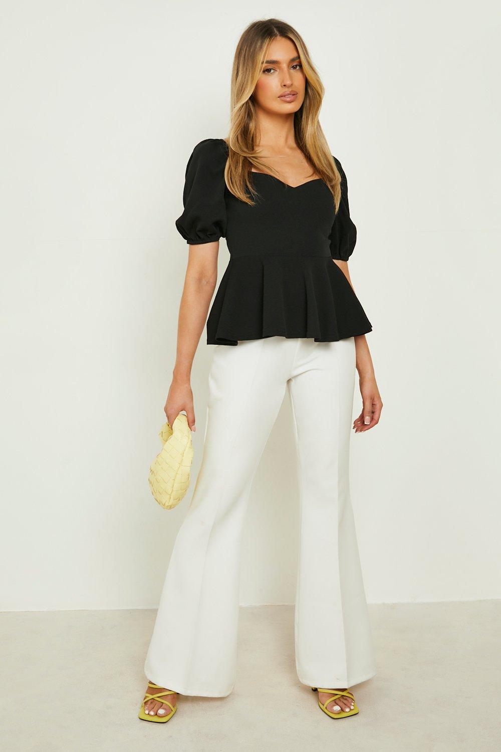 Peplum puff sleeve top on sale