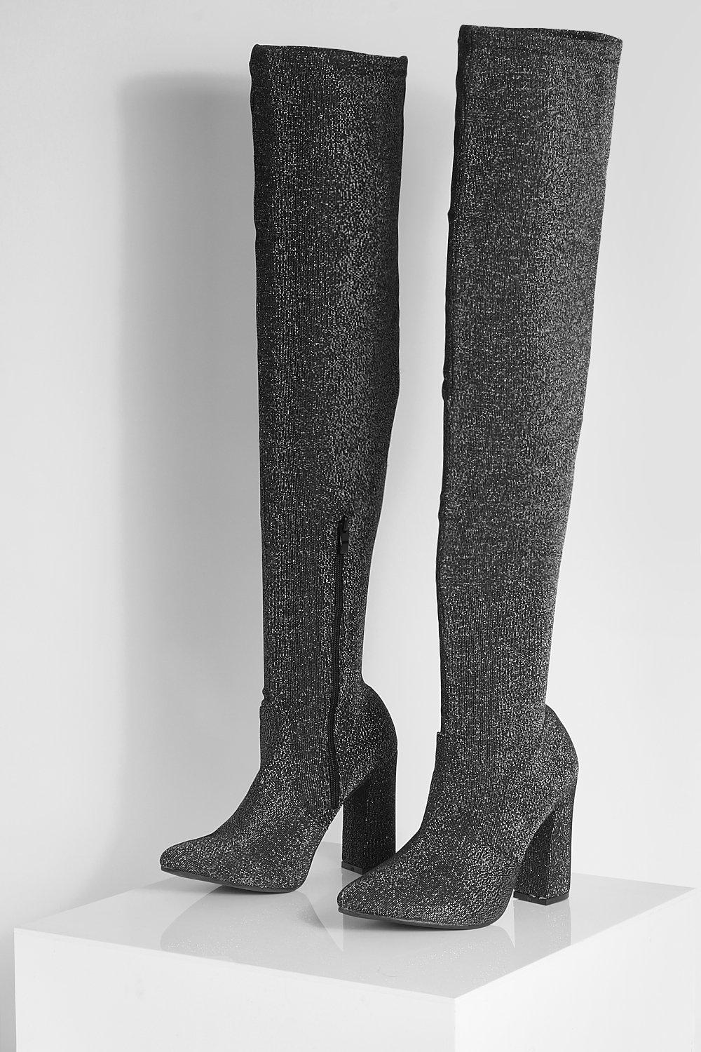 Glitter over knee boots sale