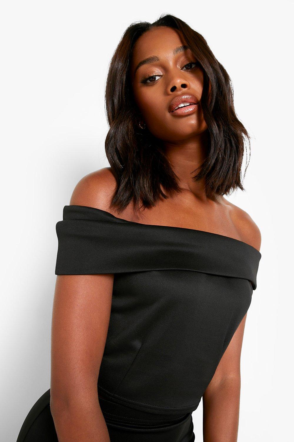 Black 2024 bardot crop