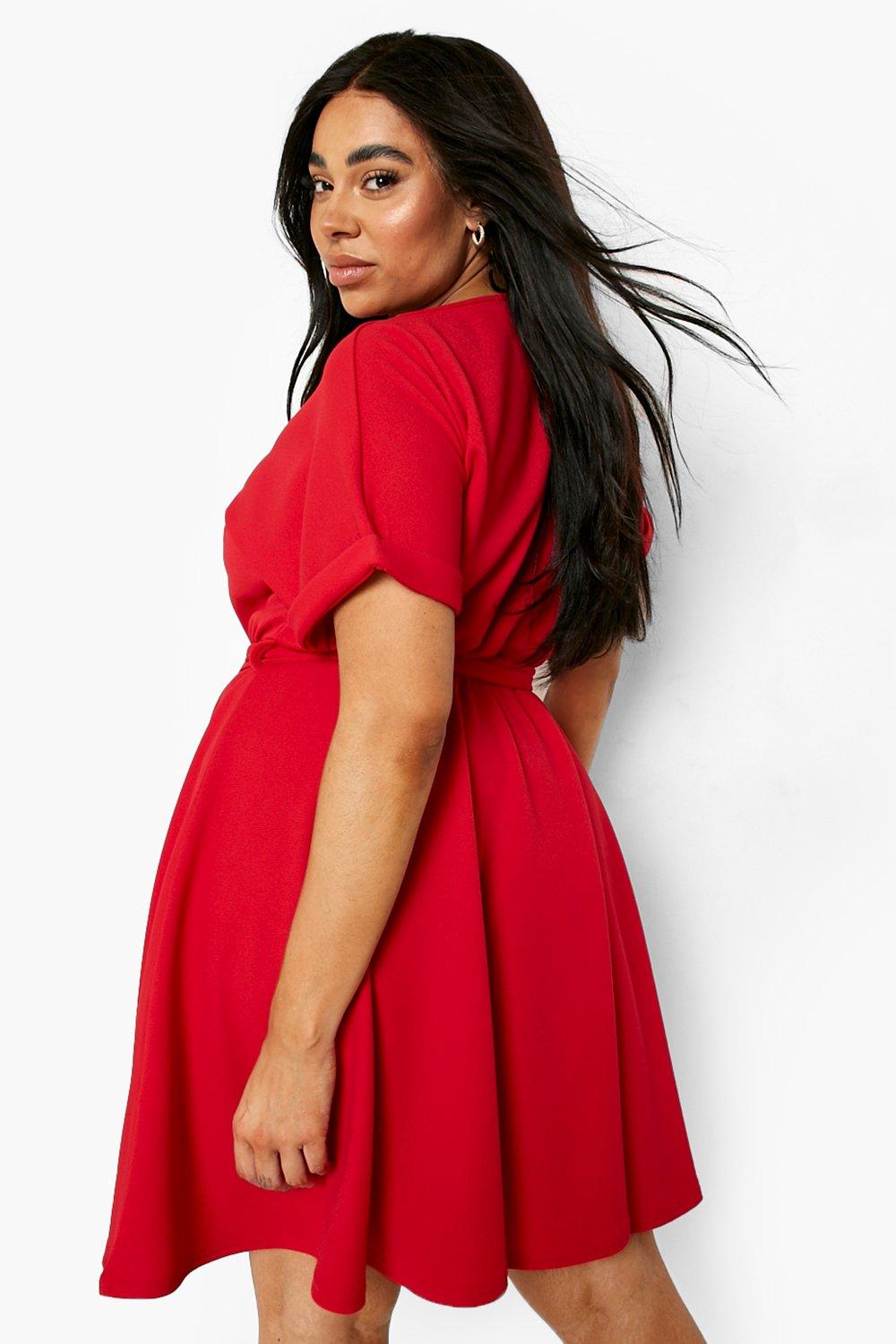 Boohoo red outlet skater dress