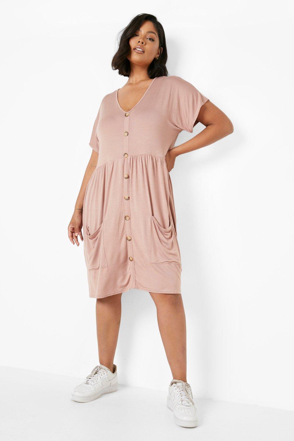 Plus size pink t shirt cheap dress