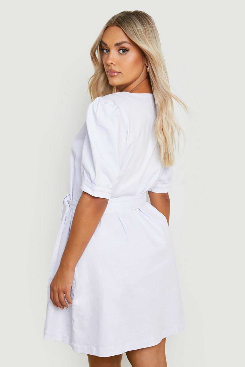 Plus size sales white denim dress