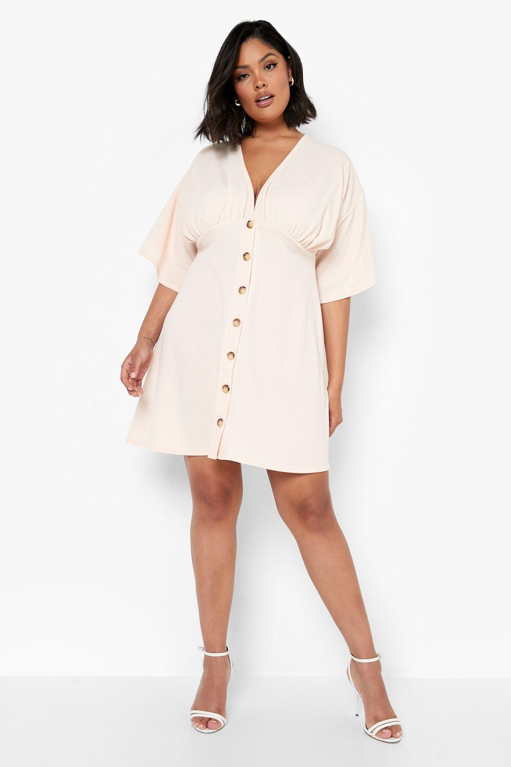 Button front shift clearance dress