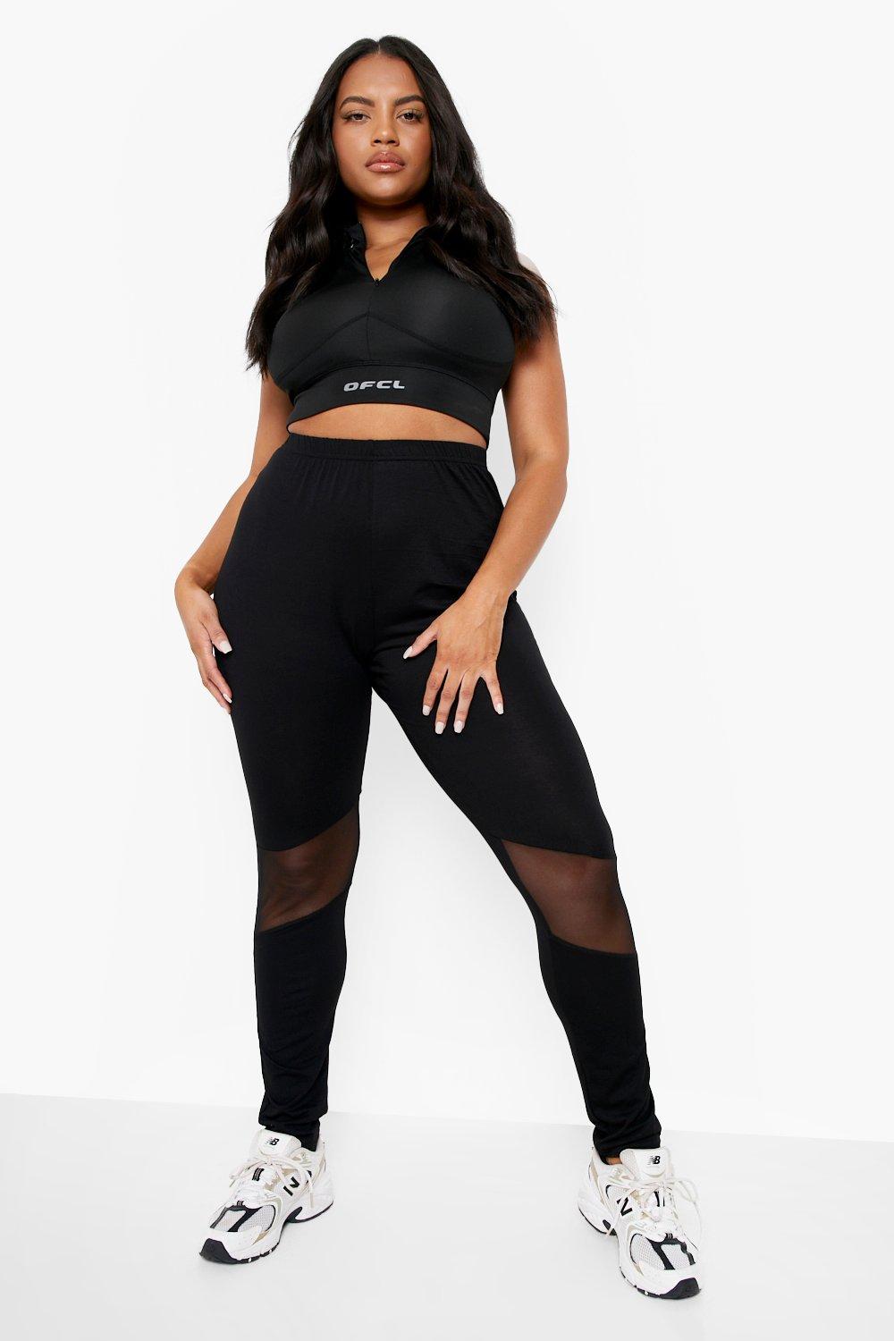 Plus Soft Touch Mesh Cut Out Gym Leggings