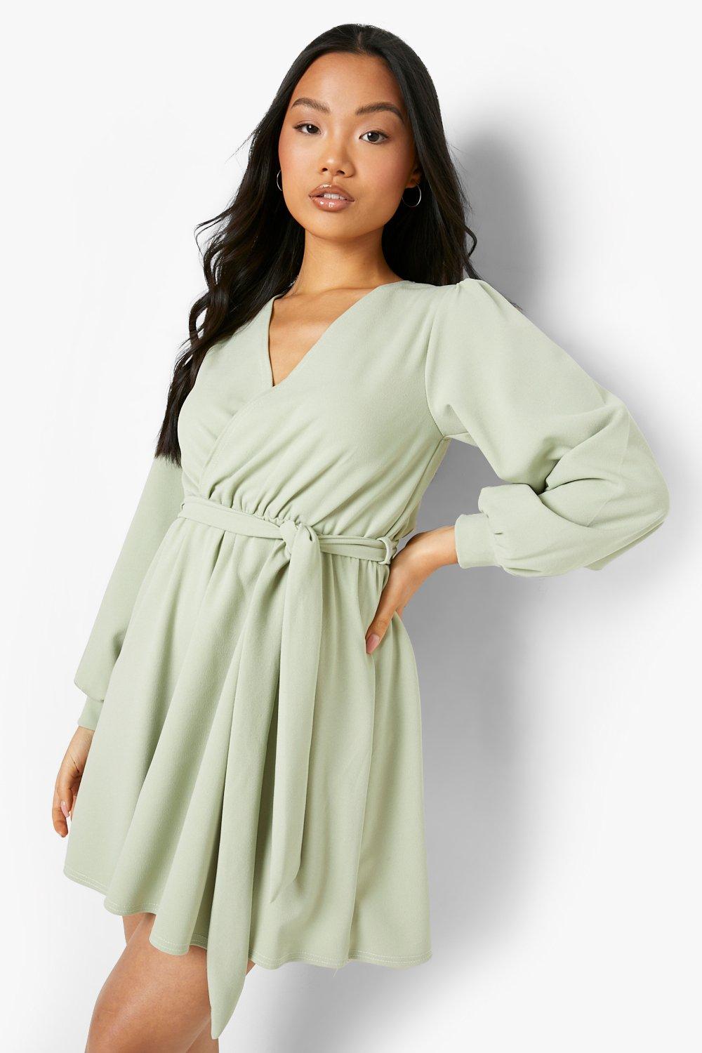 boohoo sage green dress