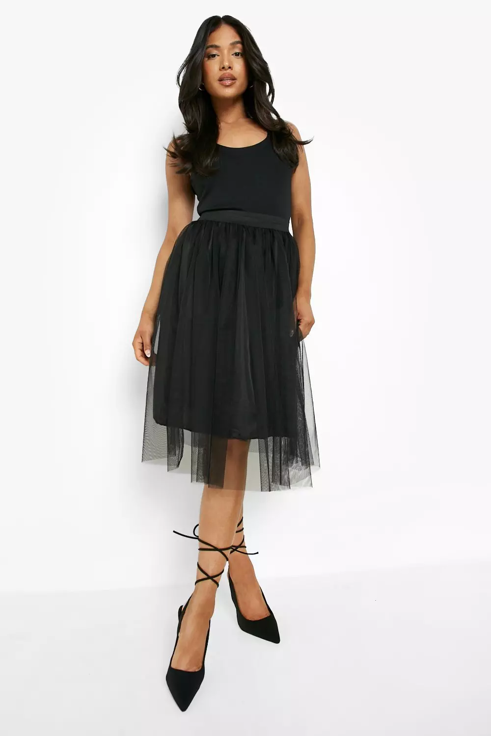 Petite mesh shop midi skirt