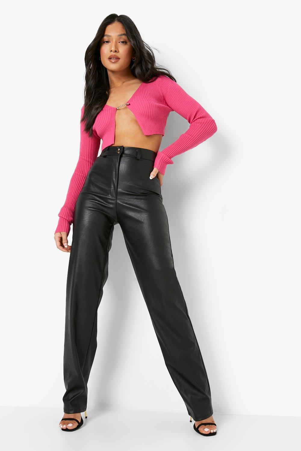 faux leather pants wide leg