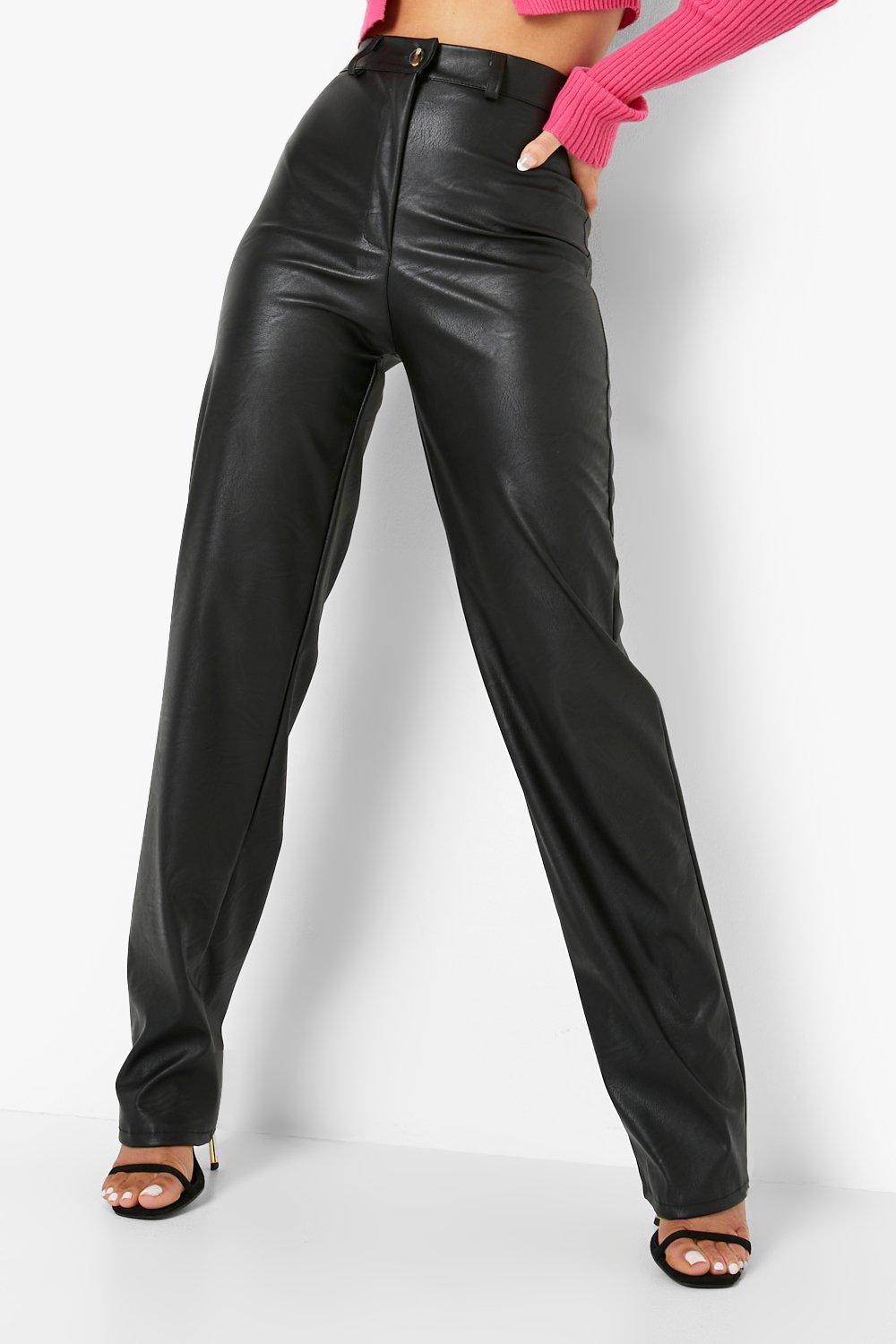 Petite Wide Leg Faux Leather Pants