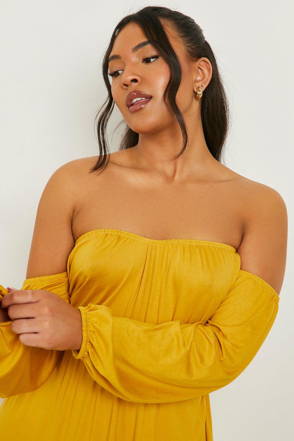 Mustard bardot maxi dress best sale