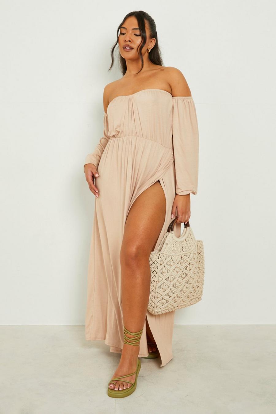 Stone Plus Off The Shoulder Balloon Sleeve Maxi Dress image number 1
