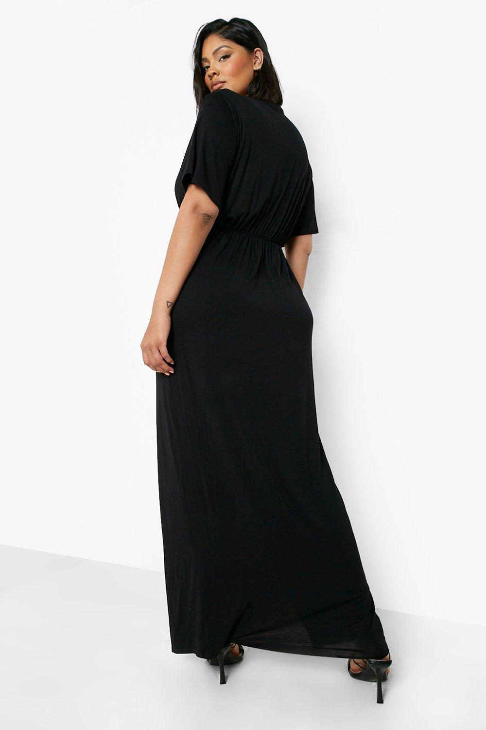 Plus Angel Sleeve Wrap Maxi Dress boohoo UK