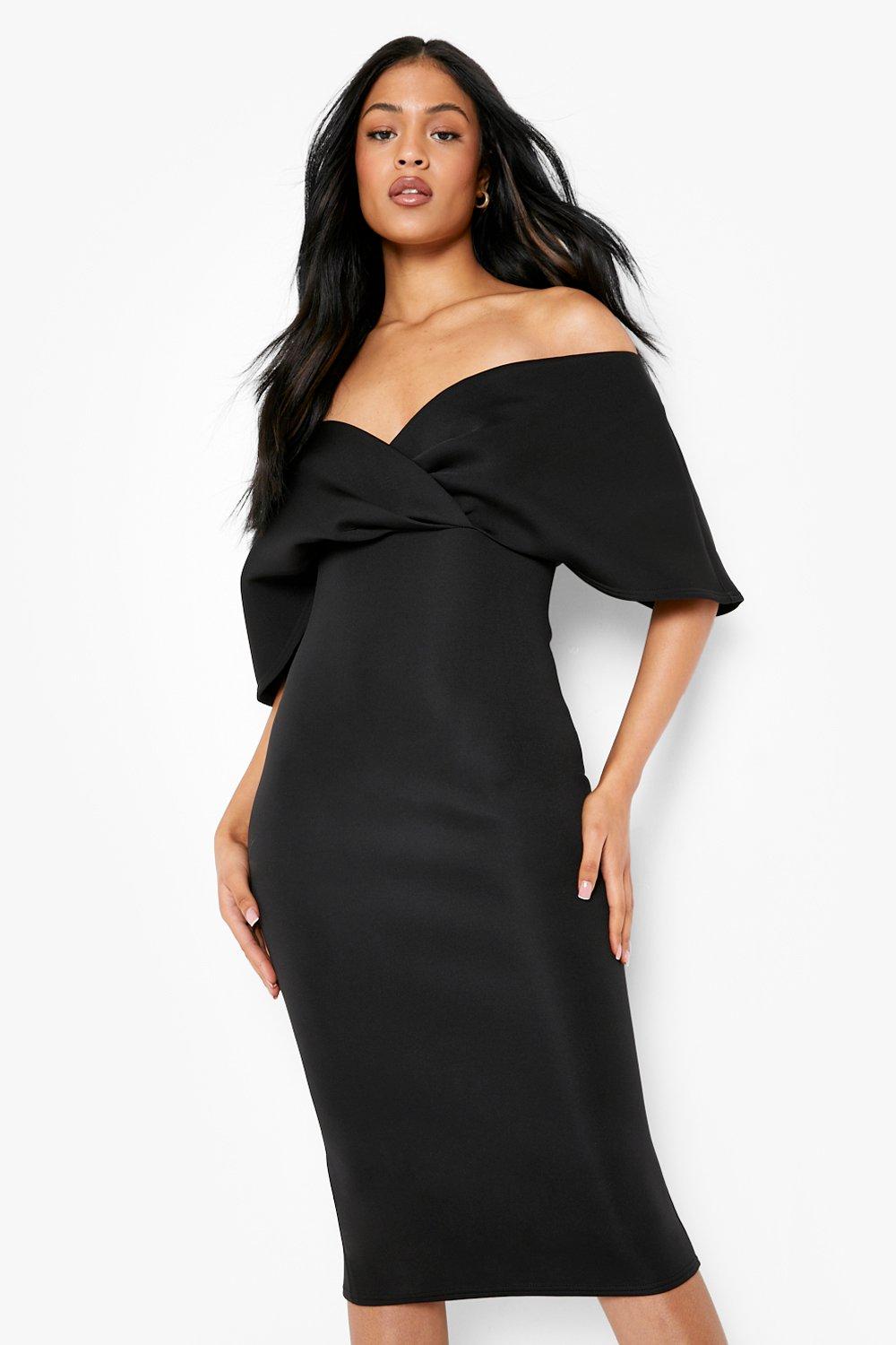 Off the shoulder midi dress sale boohoo