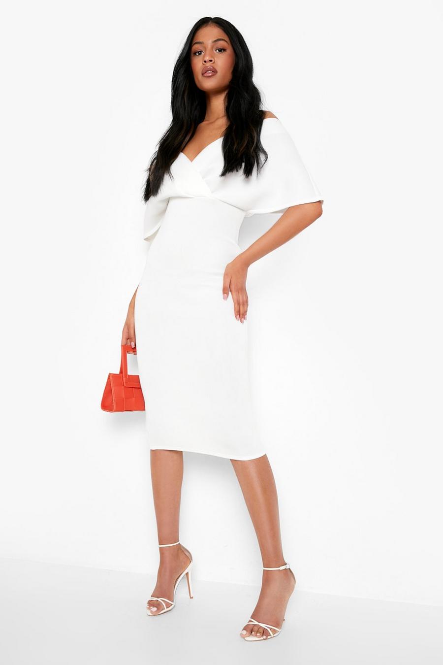 Ivory Tall Off The Shoulder Midi Dress image number 1