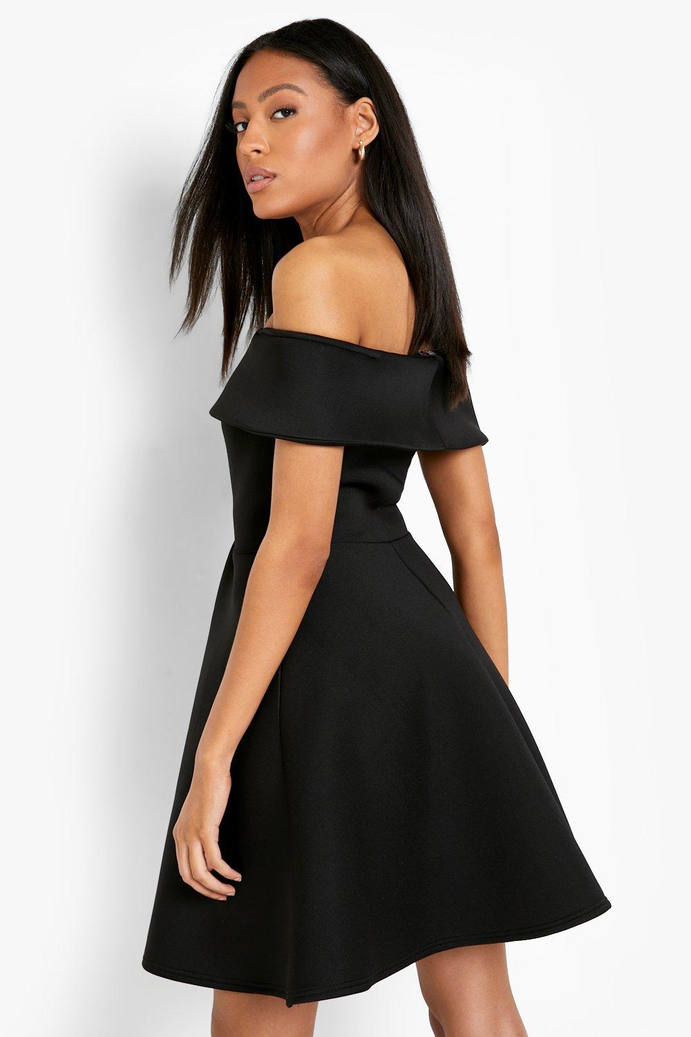 Boohoo off the 2024 shoulder skater dress